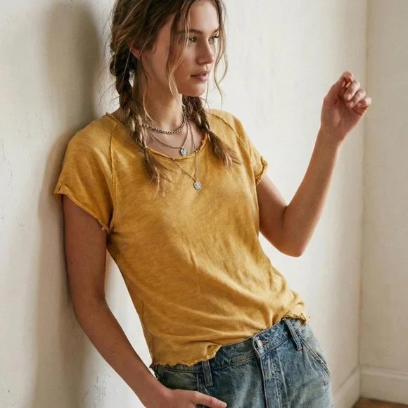 We The Free Women's Short-Sleeve Tee in Mustard - Picture 1 of 4